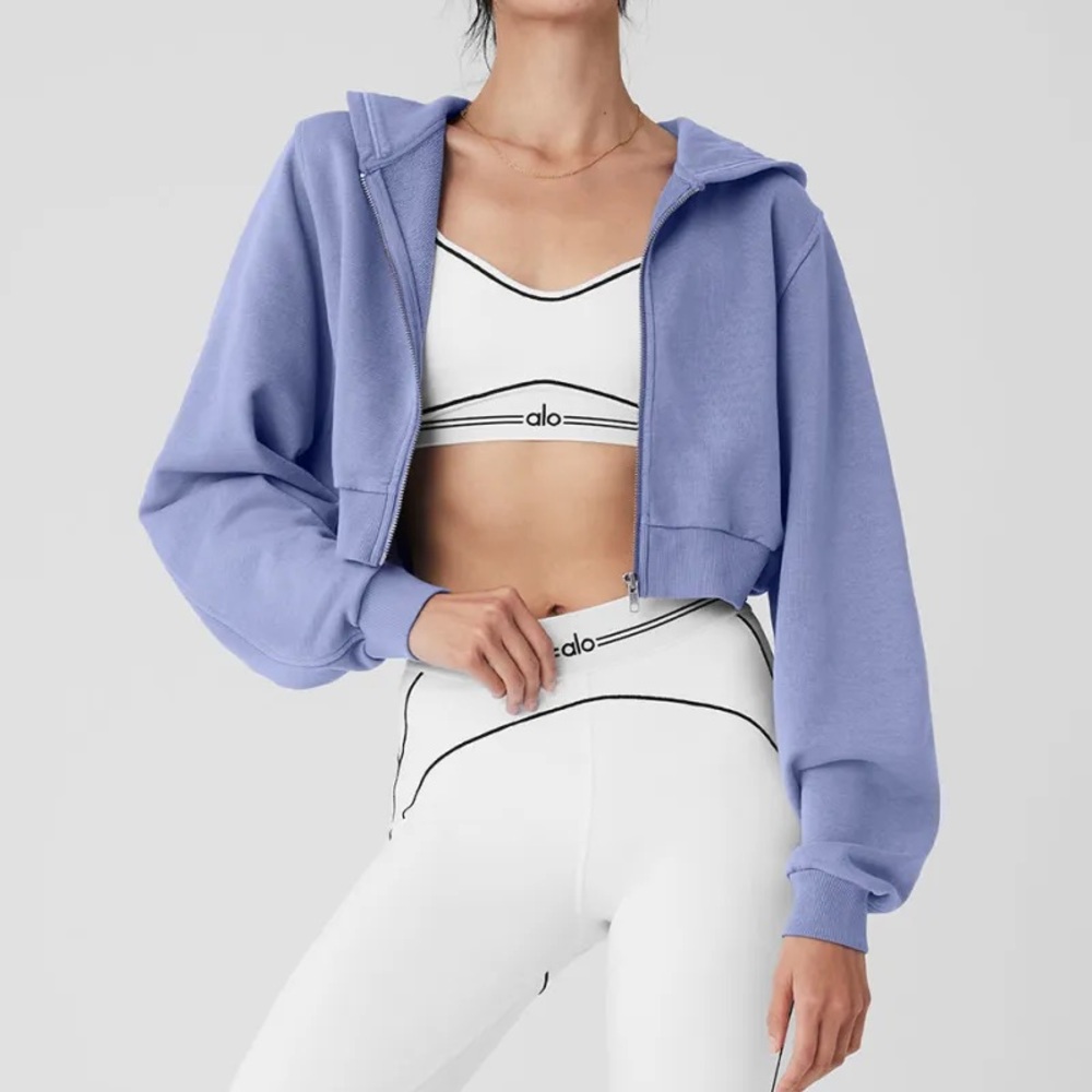 ALO Yoga lilac Blue washed sweet escape Zip-Up Hoodie